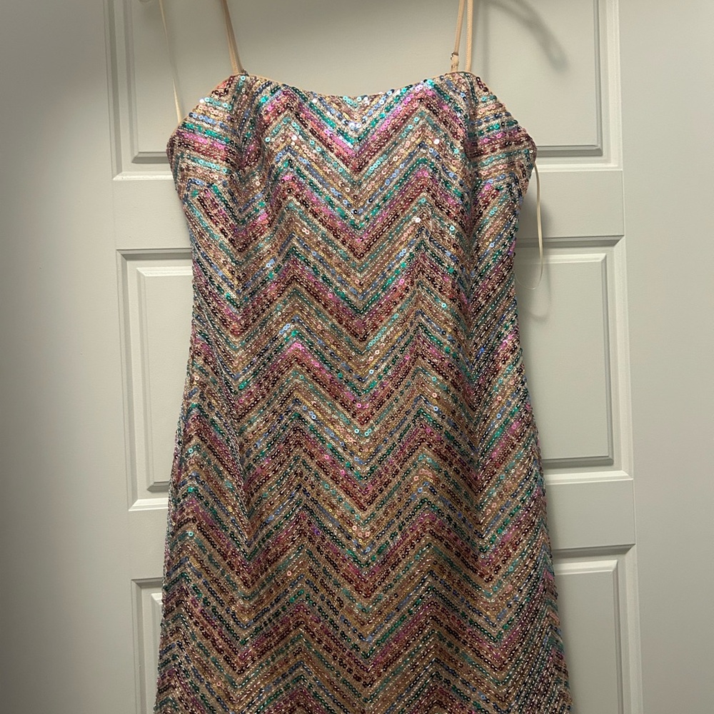 MILLY Colette Chevron Sequin Mini Dress